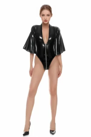 Latex low V neckline Lulu Bodysuit