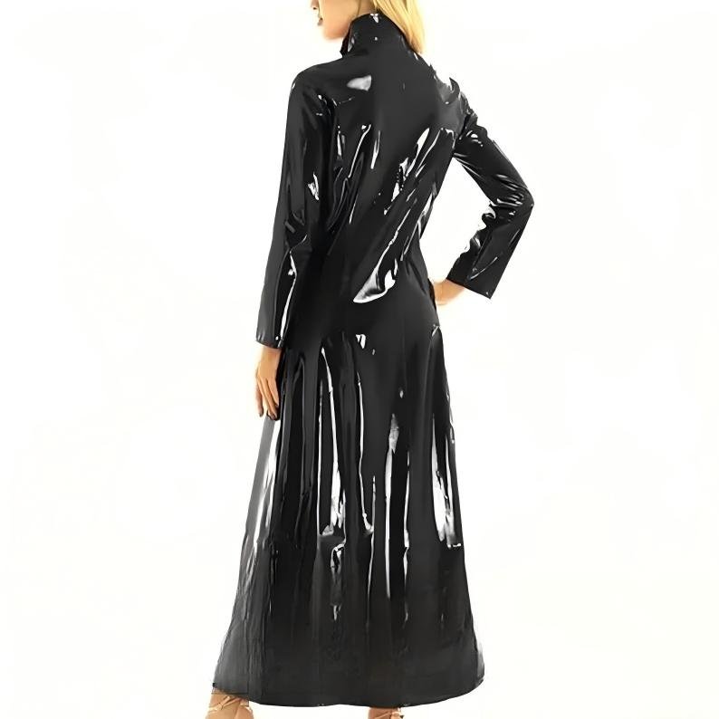 High Neck Full Length Fashion latex Outerwear - Image 3