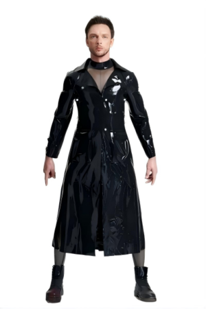 Latex Male Three-quarter Length Trench Coat