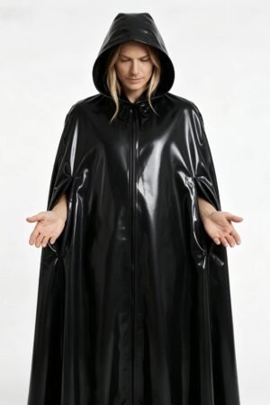 Hooded Long Cape Cloak Full Zip With Arm Holes