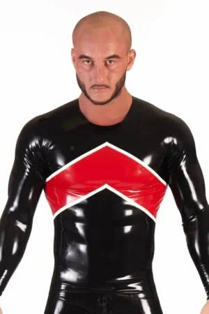 Latex Male T-Shirt With Trimmed Panel