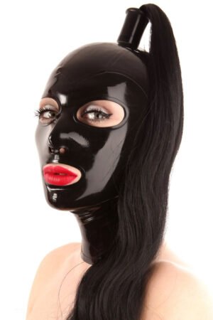 Exquisite Latex Hood with Premium Hairpiece