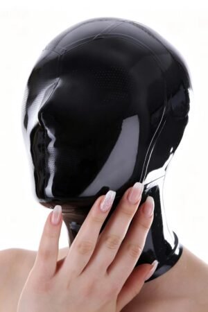 Zentai latex hood with micro perforations