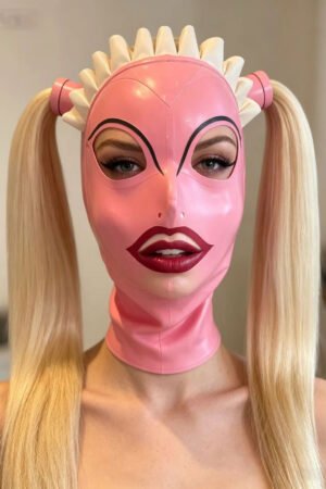 Latex maid hood with faux hair