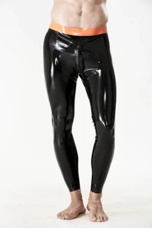 Latex Male Leggings With Front Zipper